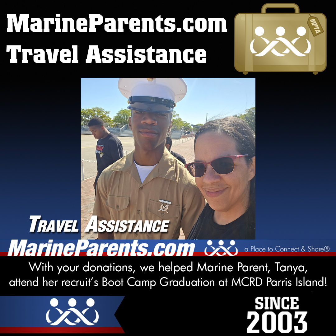 Marine Parents USMC Travel Assistance Boot Camp Graduation