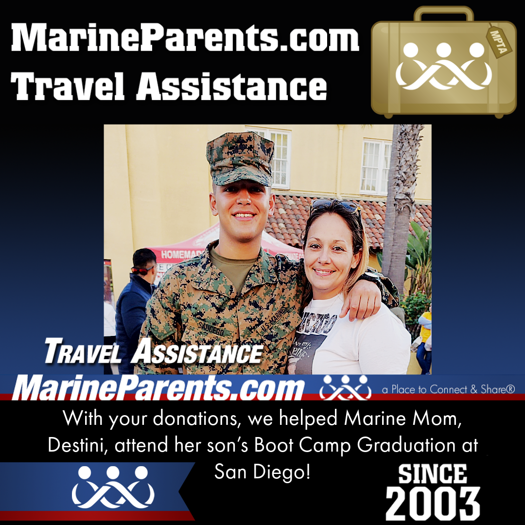 Marine Parents USMC Travel Assistance Boot Camp Graduation