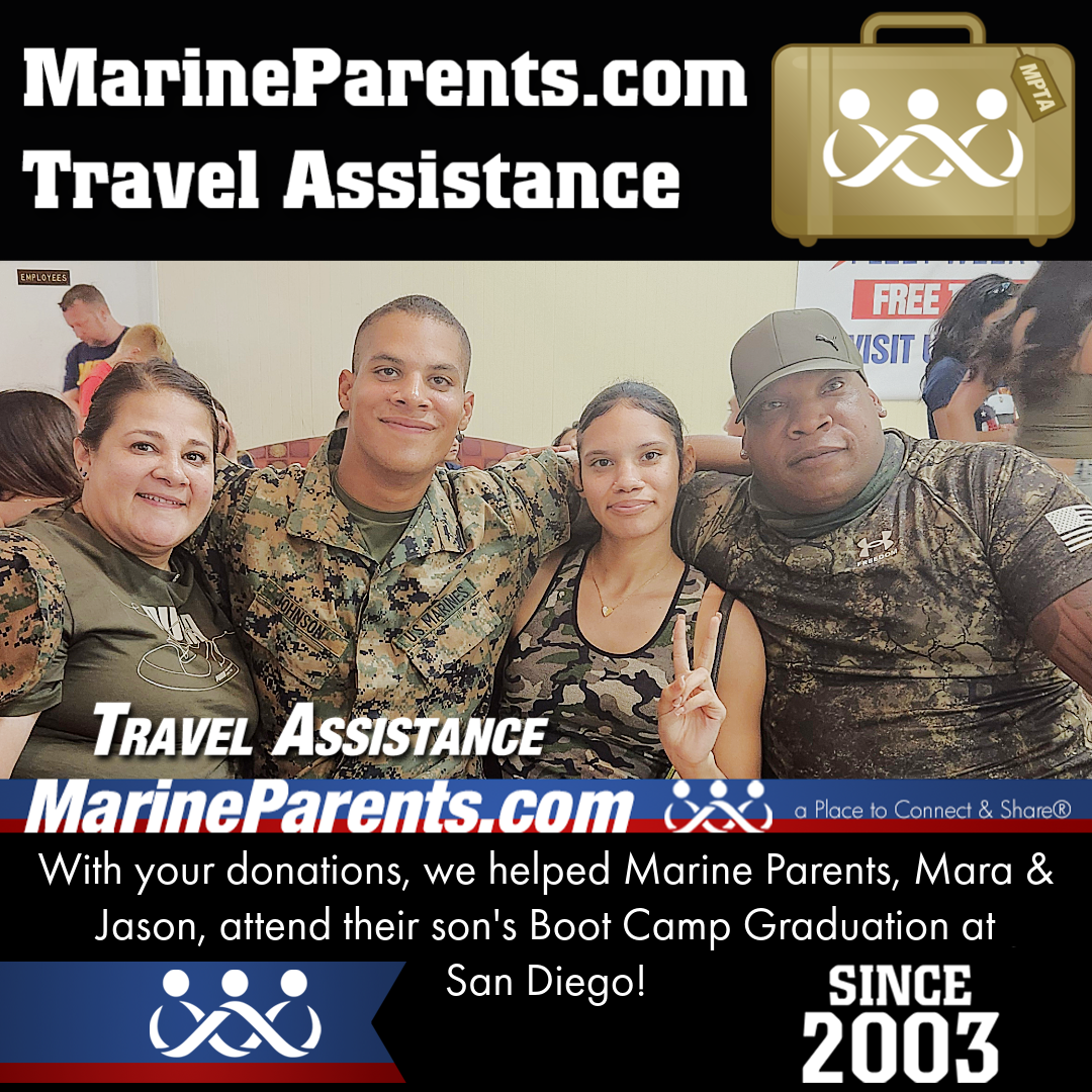Marine Parents USMC Travel Assistance Boot Camp Graduation