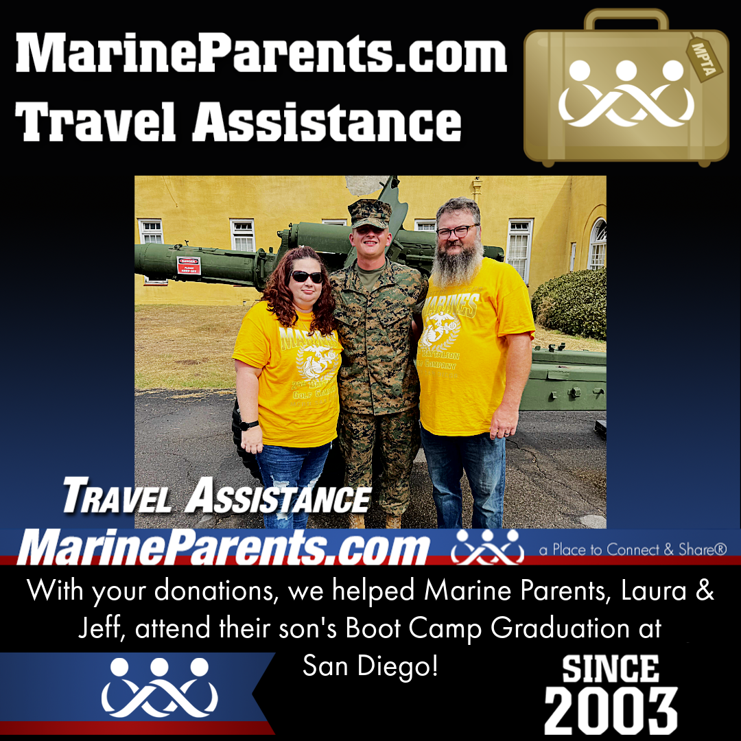 Marine Parents USMC Travel Assistance Boot Camp Graduation