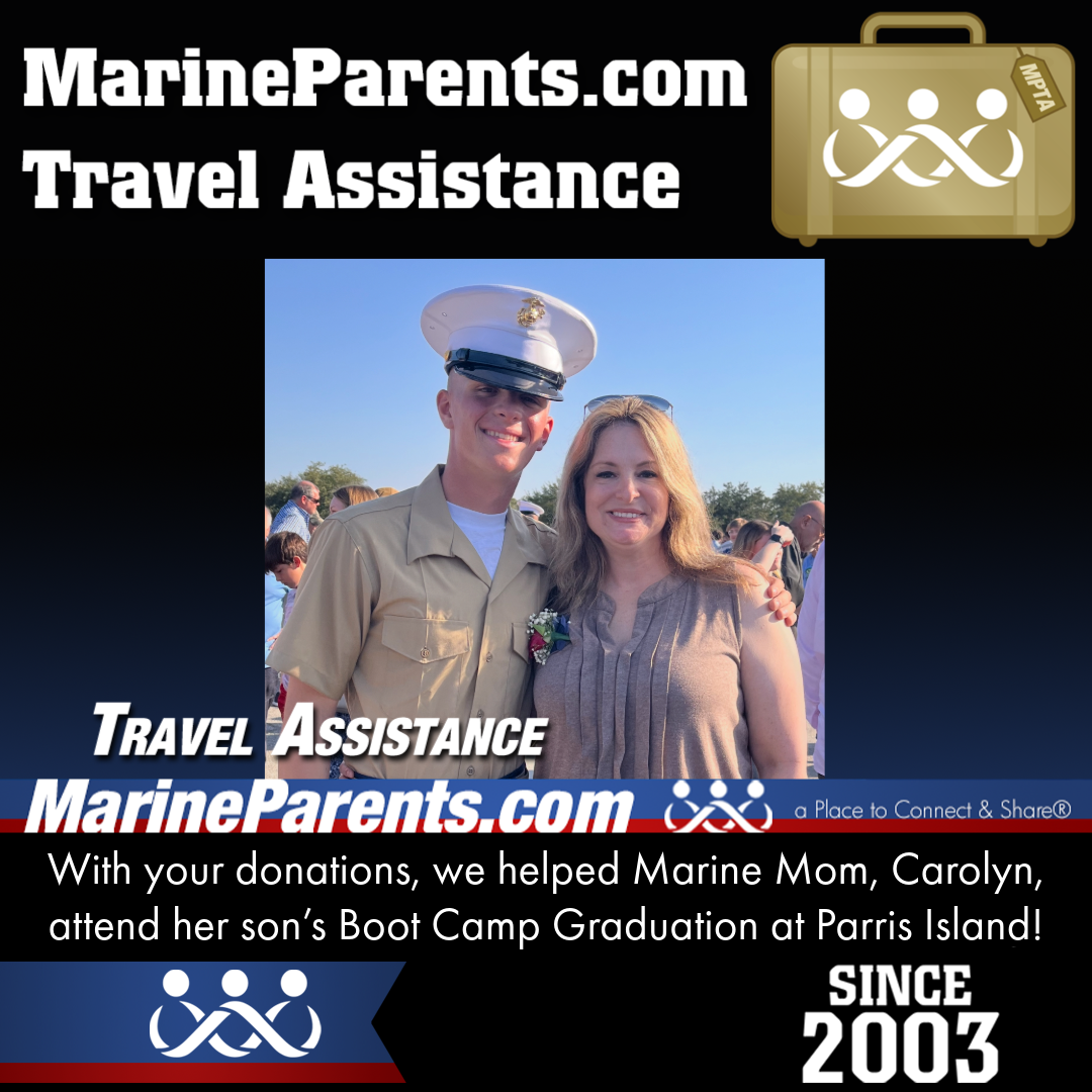 Marine Parents USMC Travel Assistance Boot Camp Graduation