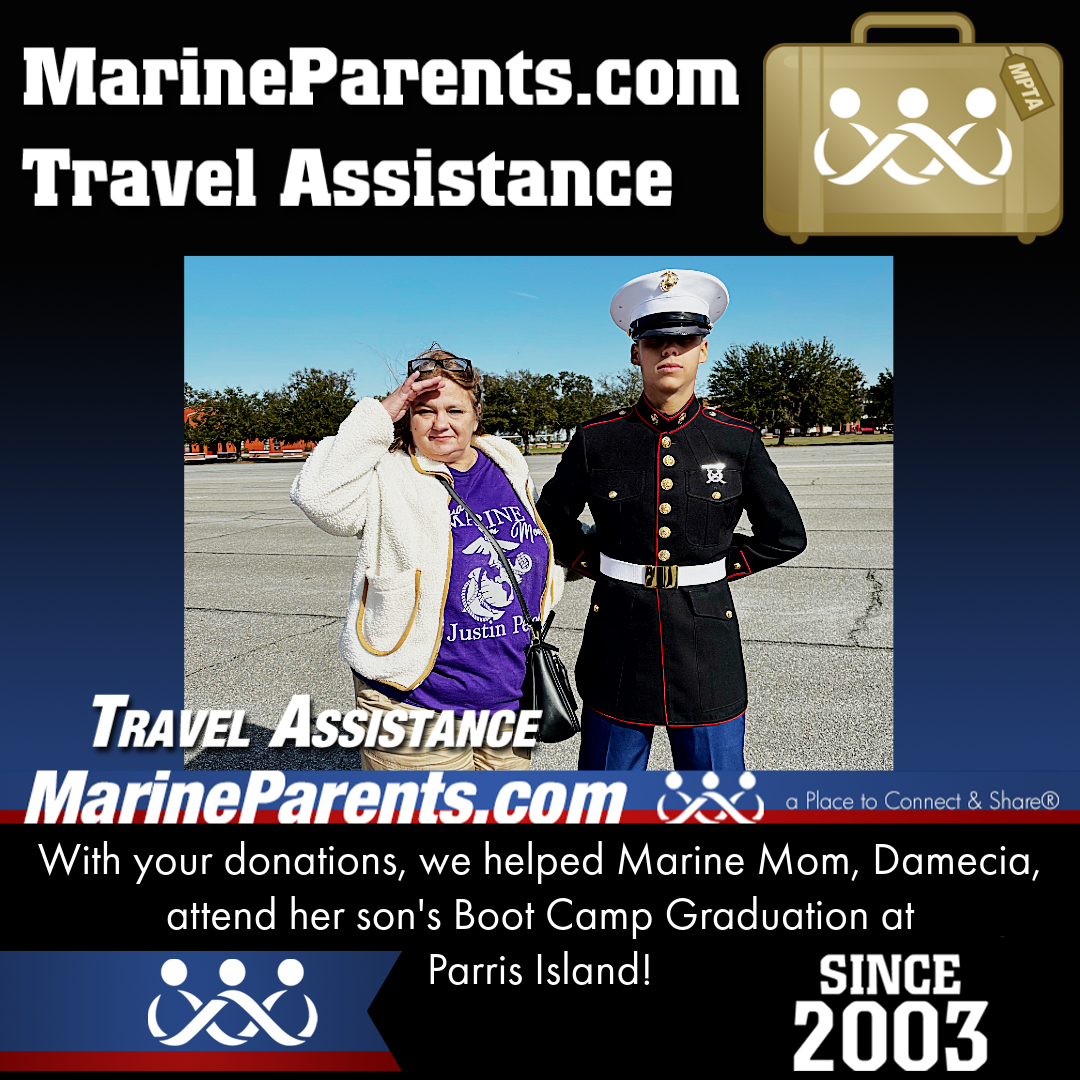 Marine Parents USMC Travel Assistance Boot Camp Graduation