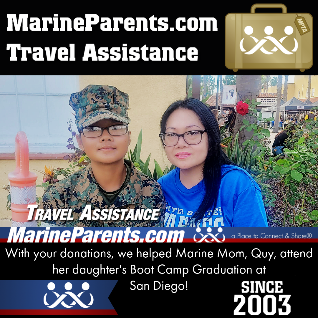 Marine Parents USMC Travel Assistance Boot Camp Graduation