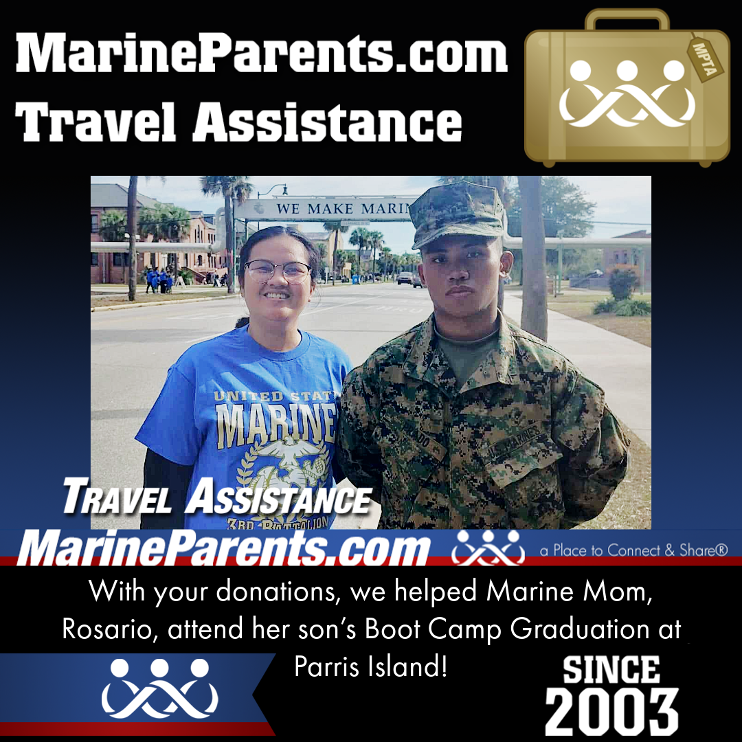 Marine Parents USMC Travel Assistance Boot Camp Graduation