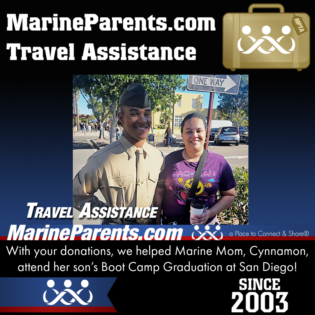 Marine Parents USMC Travel Assistance Boot Camp Graduation