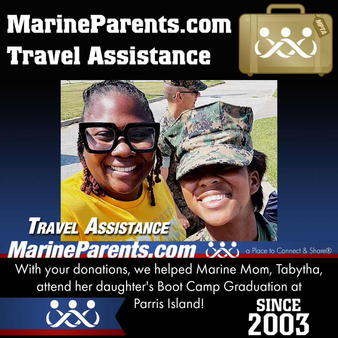 Marine Parents USMC Travel Assistance Boot Camp Graduation