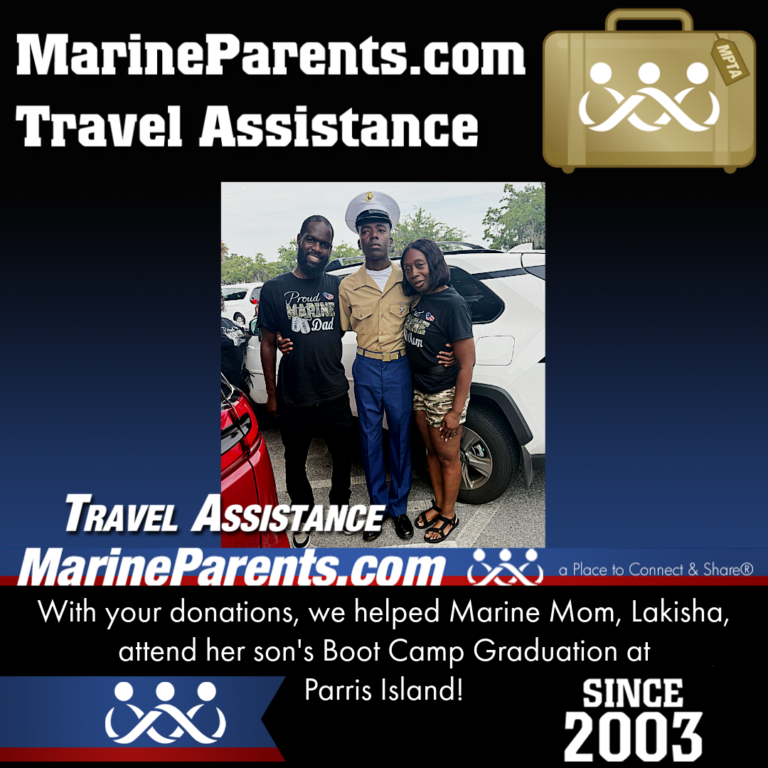 Marine Parents USMC Travel Assistance Boot Camp Graduation
