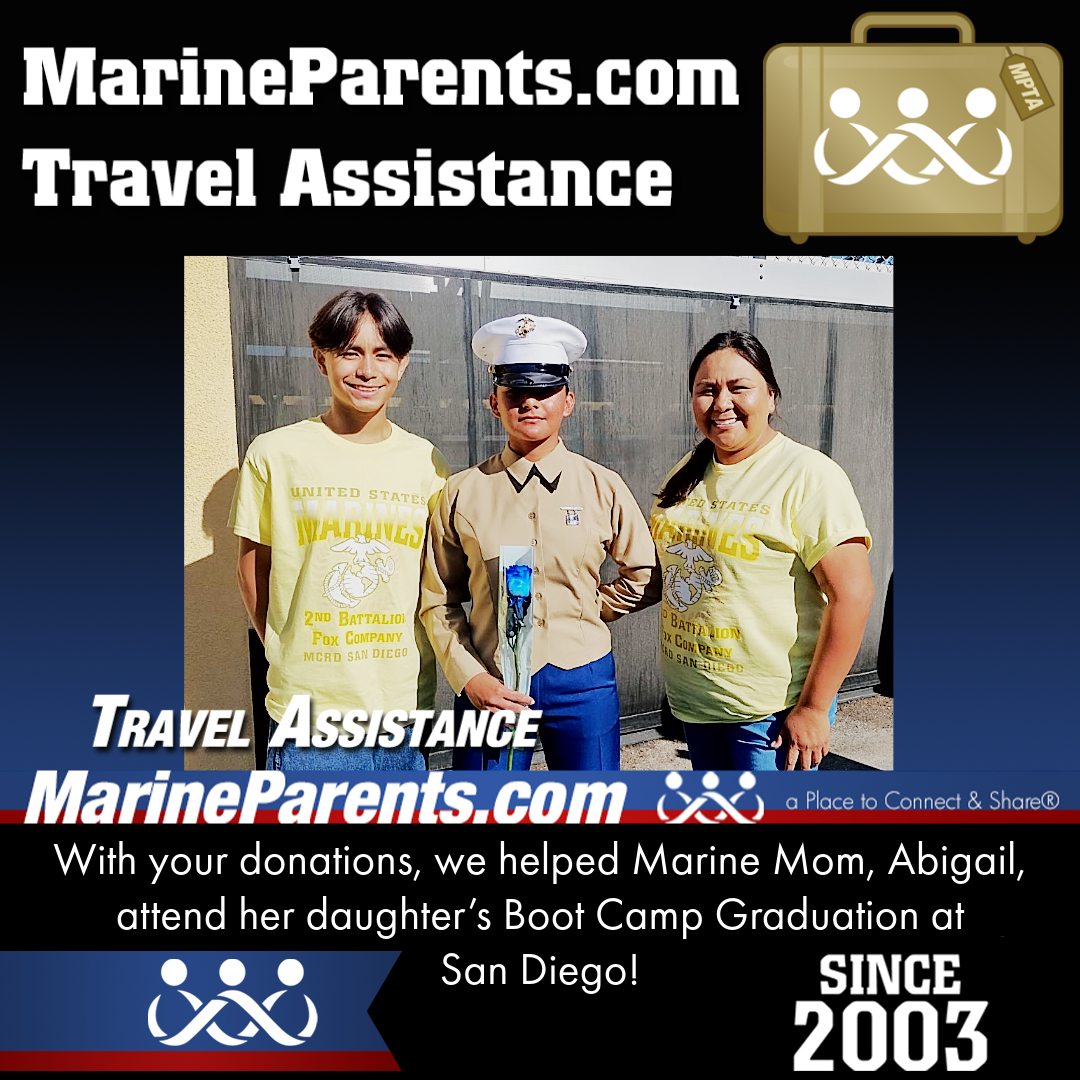 Marine Parents USMC Travel Assistance Boot Camp Graduation