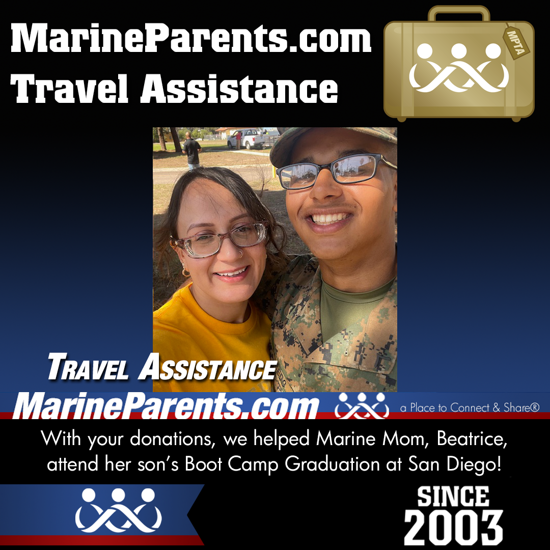 Marine Parents USMC Travel Assistance Boot Camp Graduation