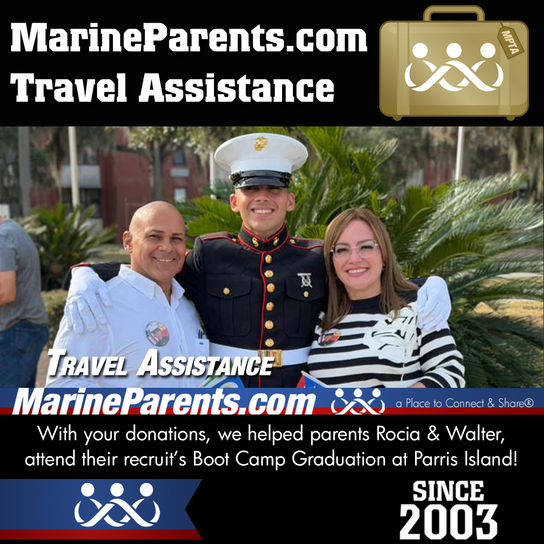 Marine Parents USMC Travel Assistance Boot Camp Graduation