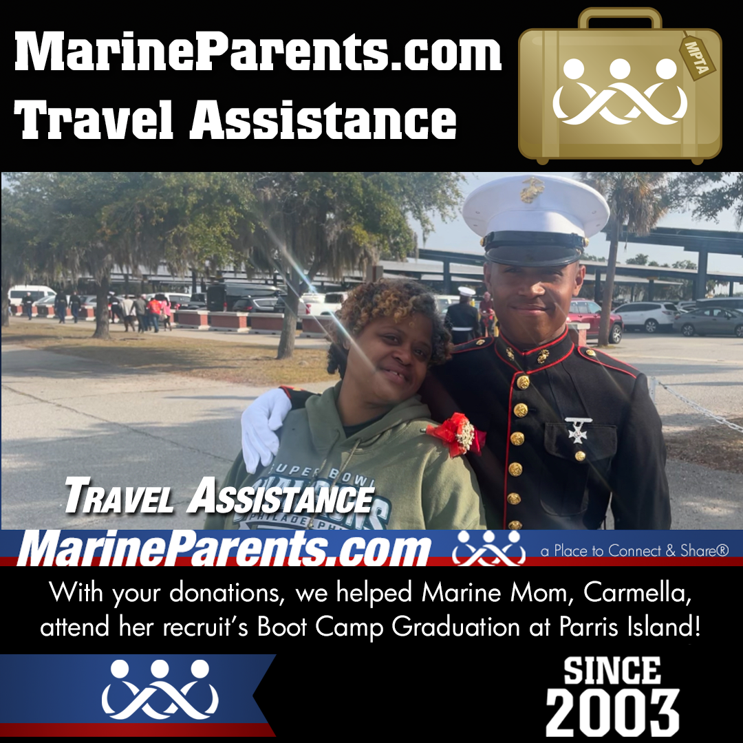Marine Parents USMC Travel Assistance Boot Camp Graduation