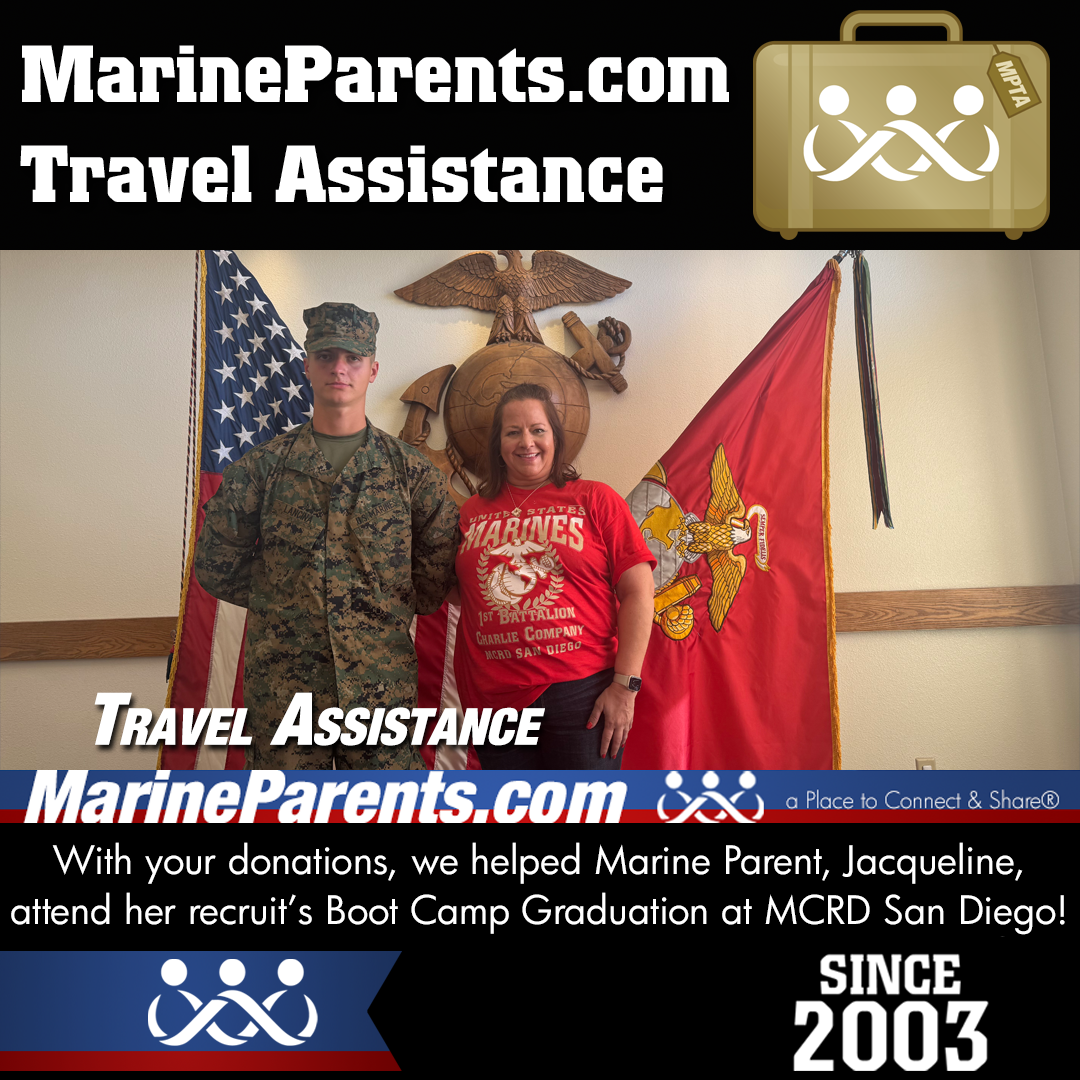 Marine Parents USMC Travel Assistance Boot Camp Graduation