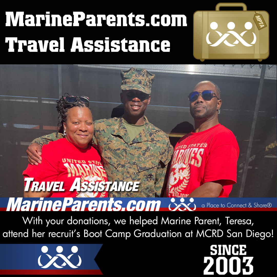 Marine Parents USMC Travel Assistance Boot Camp Graduation