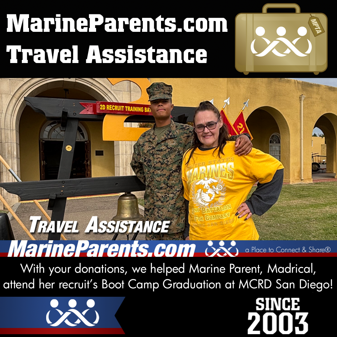 Marine Parents USMC Travel Assistance Boot Camp Graduation