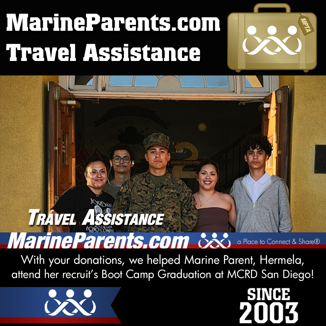 Marine Parents USMC Travel Assistance Boot Camp Graduation