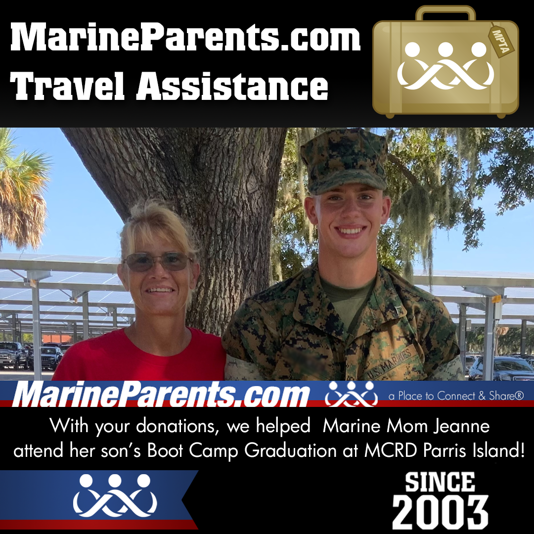 Marine Parents USMC Travel Assistance Boot Camp Graduation