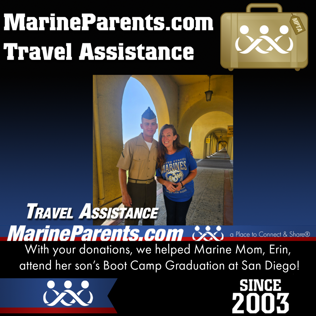 Marine Parents USMC Travel Assistance Boot Camp Graduation