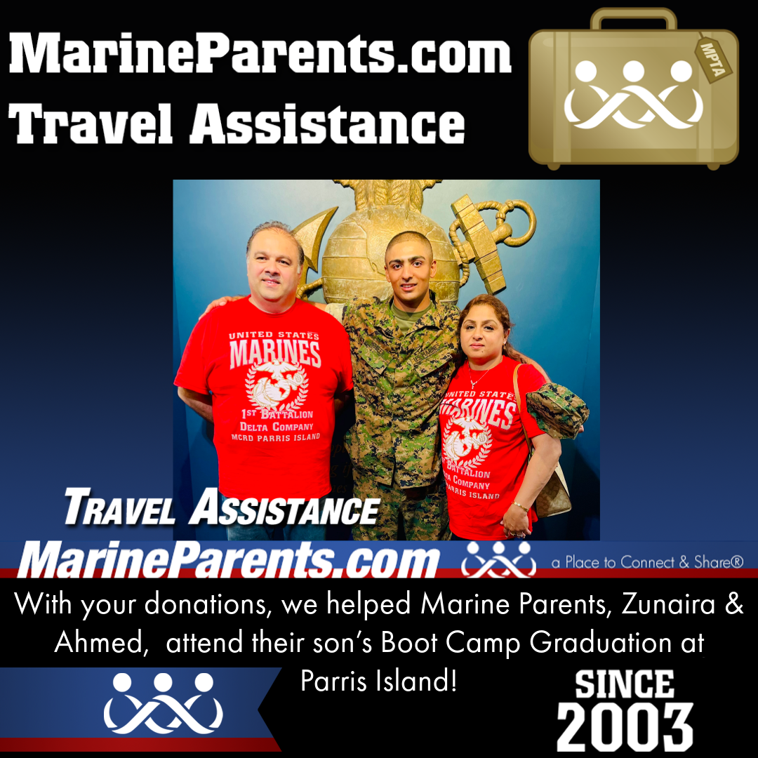 Marine Parents USMC Travel Assistance Boot Camp Graduation