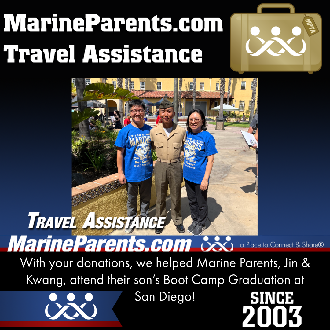 Marine Parents USMC Travel Assistance Boot Camp Graduation