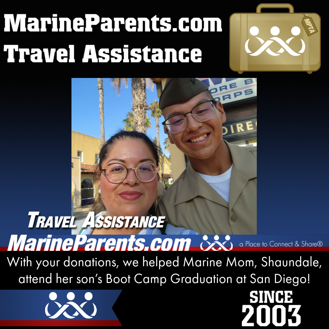 Marine Parents USMC Travel Assistance Boot Camp Graduation