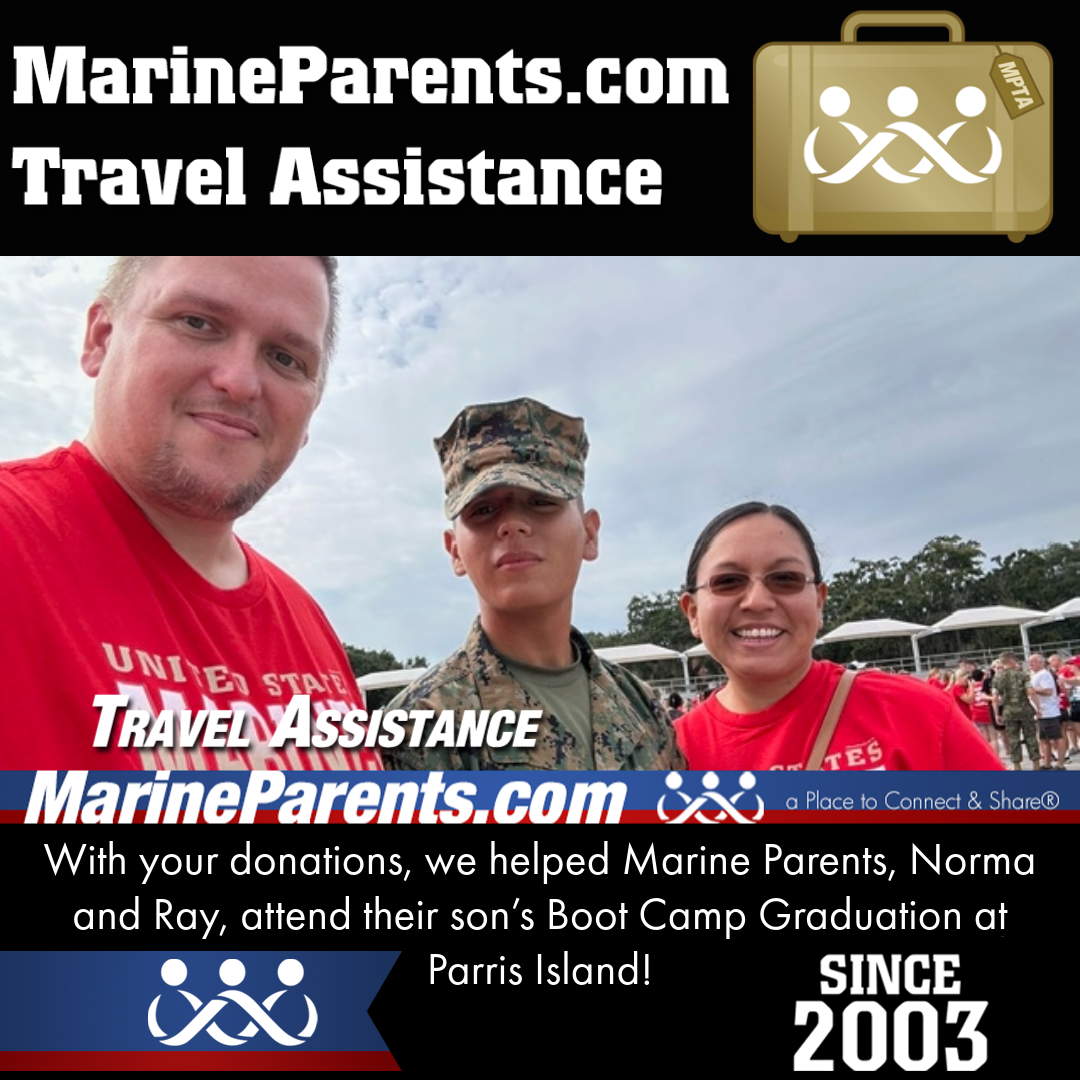 Marine Parents USMC Travel Assistance Boot Camp Graduation