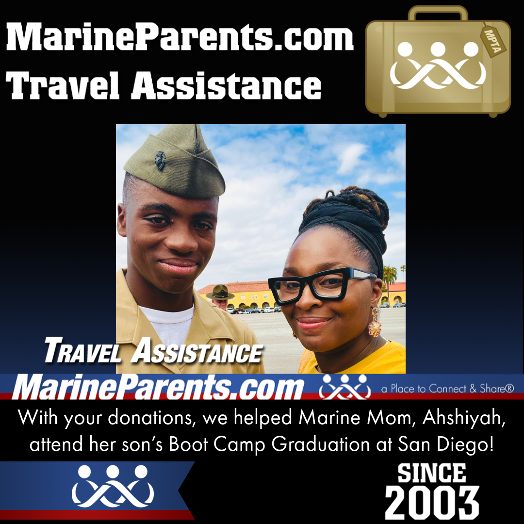 Marine Parents USMC Travel Assistance Boot Camp Graduation