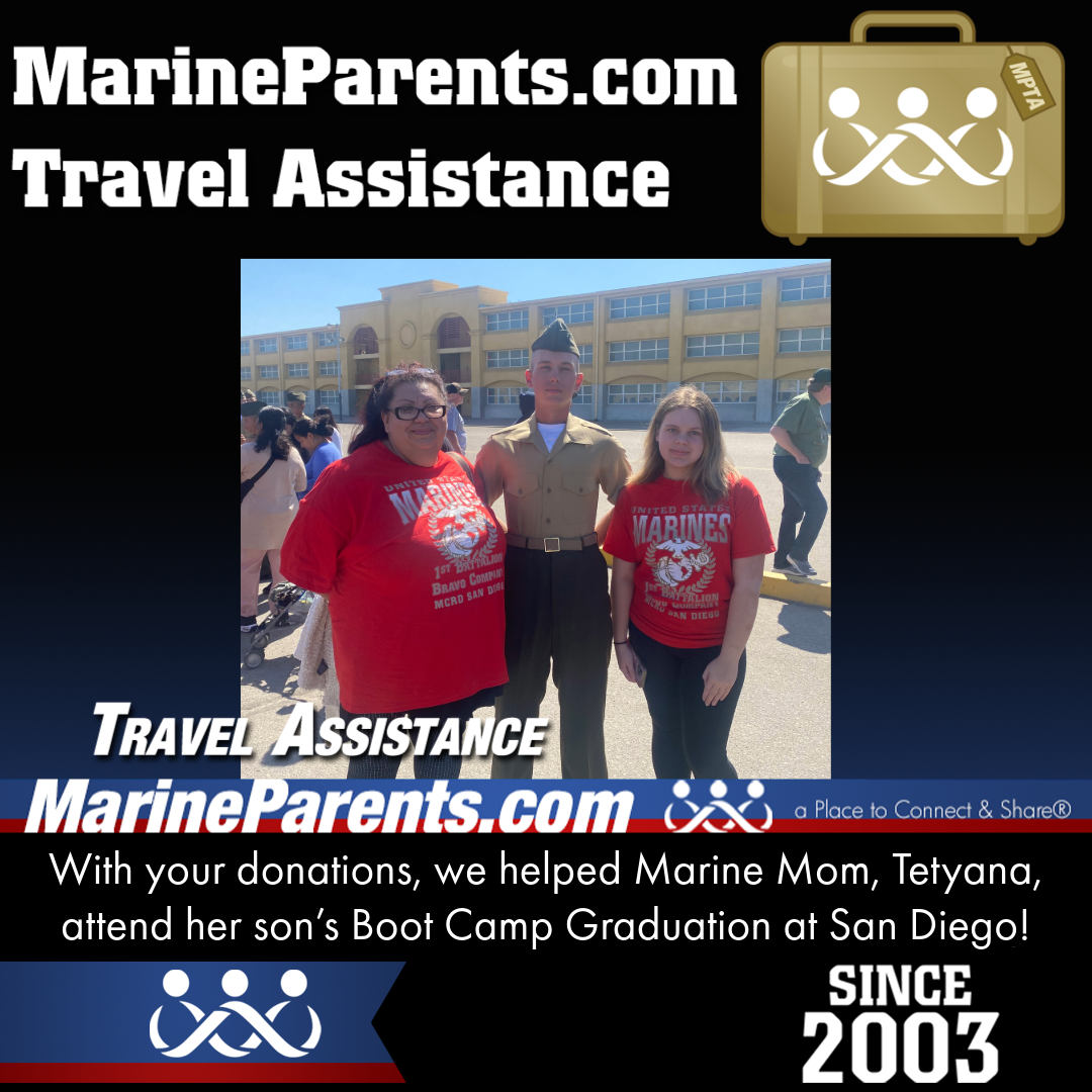 Marine Parents USMC Travel Assistance Boot Camp Graduation