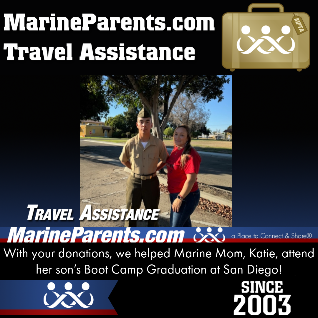 Marine Parents USMC Travel Assistance Boot Camp Graduation