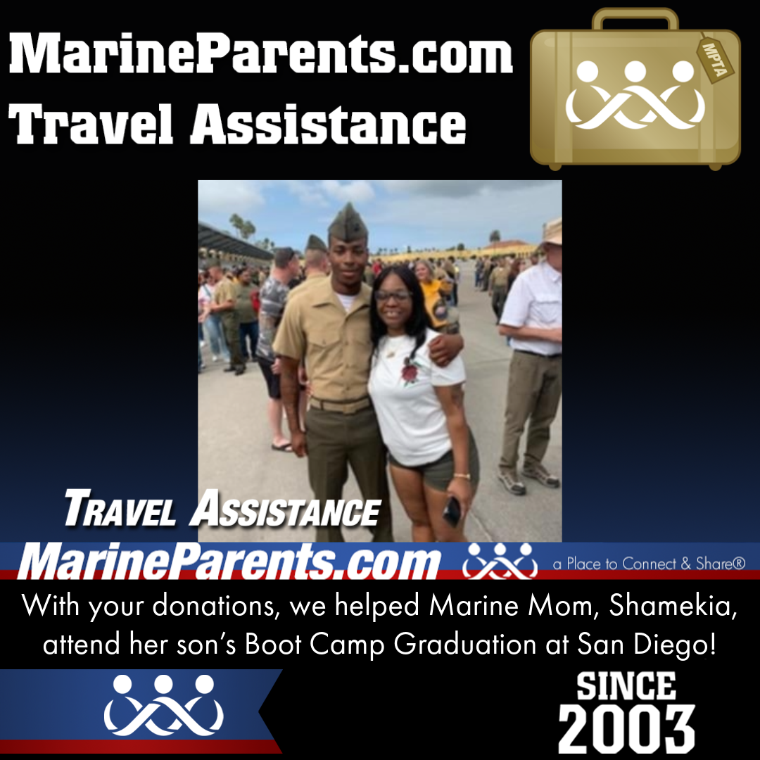 Marine Parents USMC Travel Assistance Boot Camp Graduation