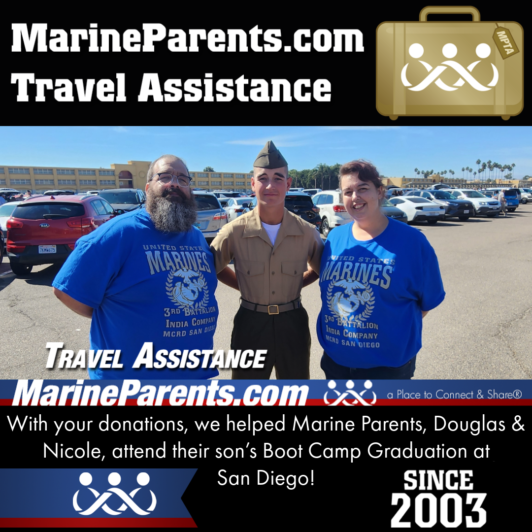 Marine Parents USMC Travel Assistance Boot Camp Graduation