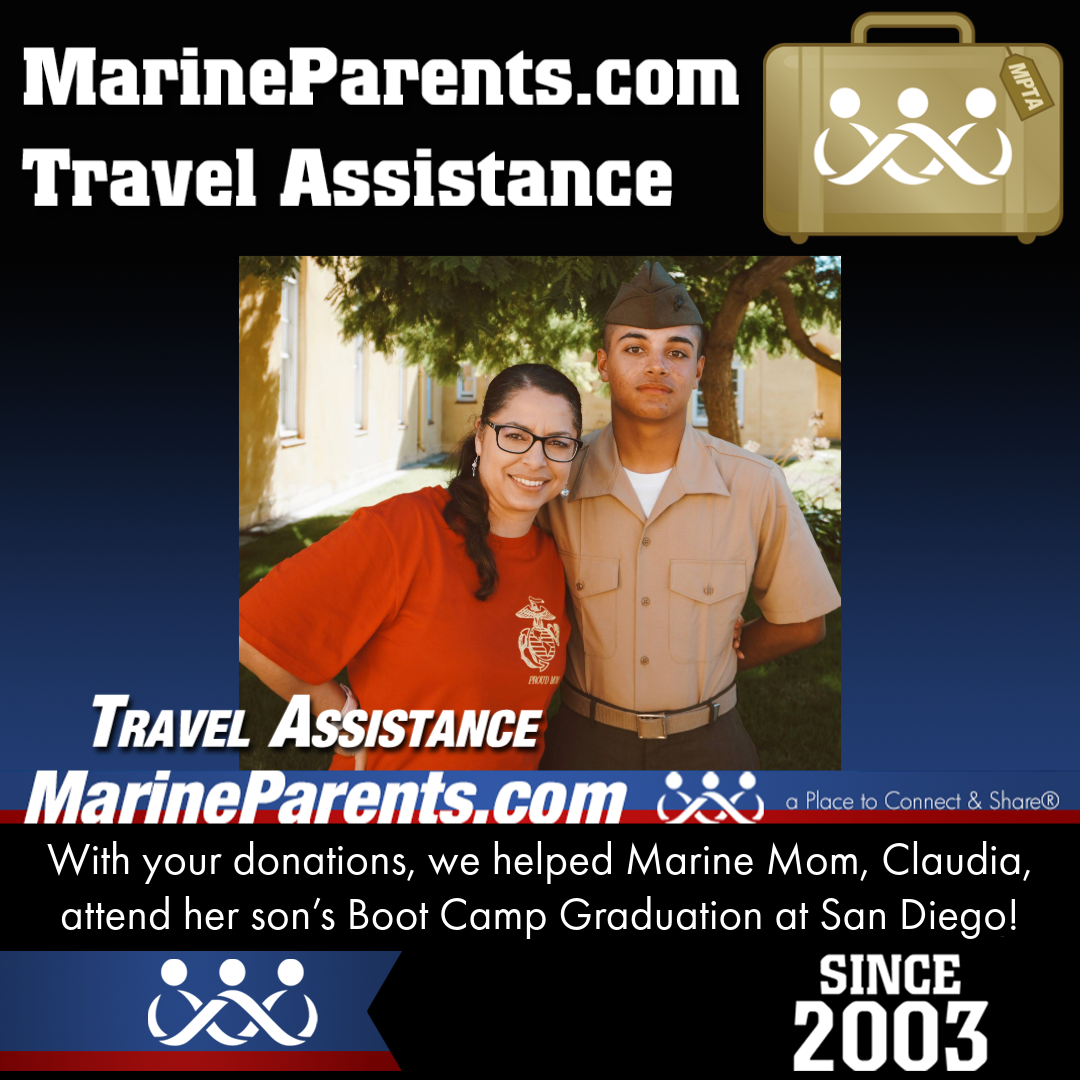 Marine Parents USMC Travel Assistance Boot Camp Graduation