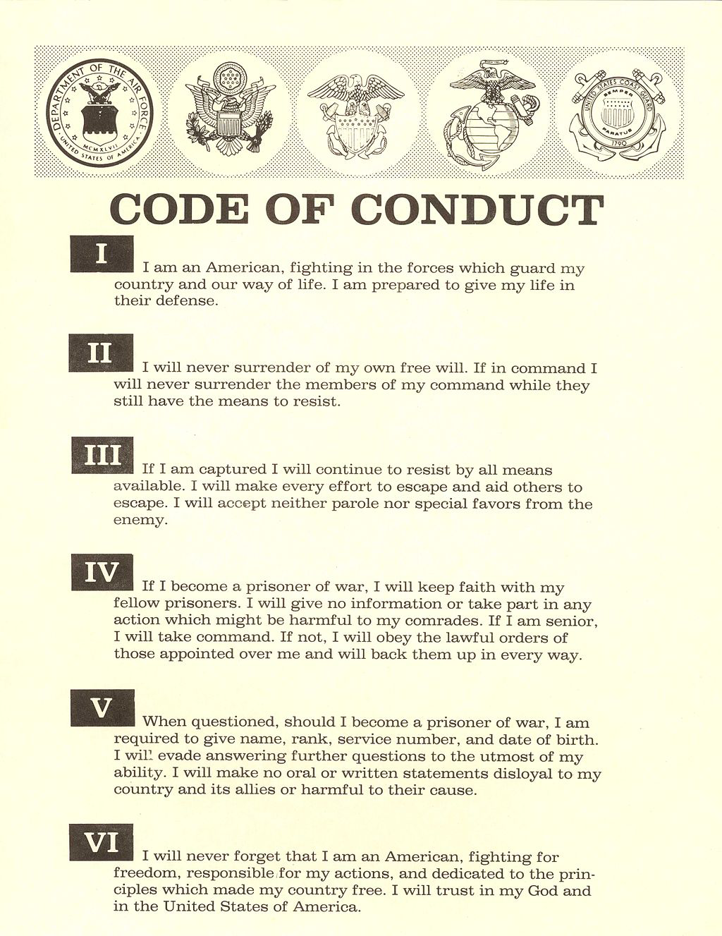 The United States Military Code of Conduct