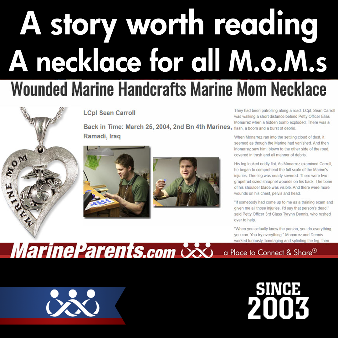 Wounded Marine Handcrafts Marine Mom Necklace