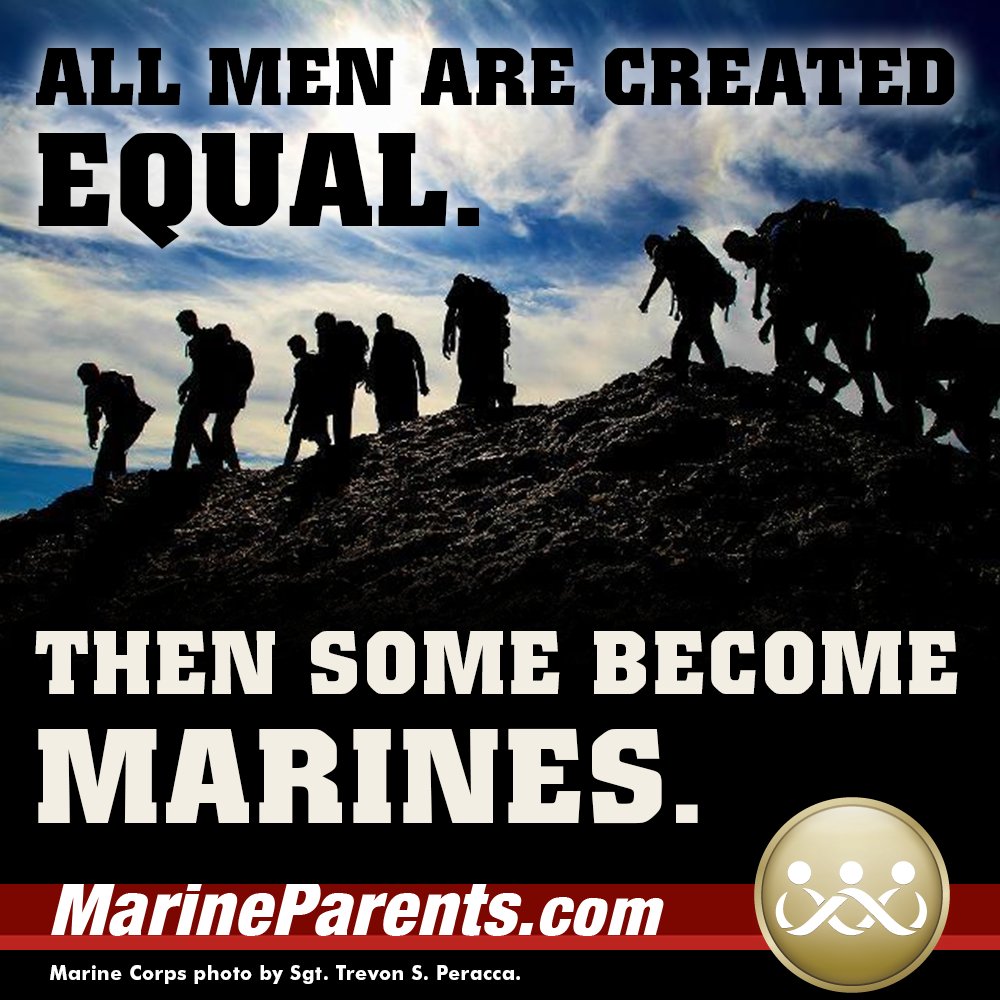 MarineParents.com USMC meme men created equal then some become Marines